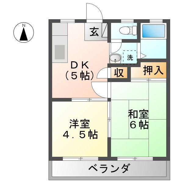 コーポ花の木I号館(2DK/1階)の間取り写真