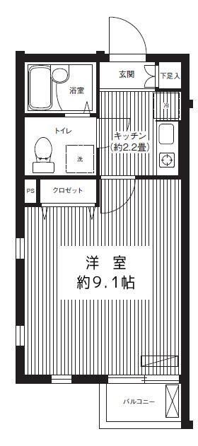 スプリングス(ワンルーム/1階)の間取り写真
