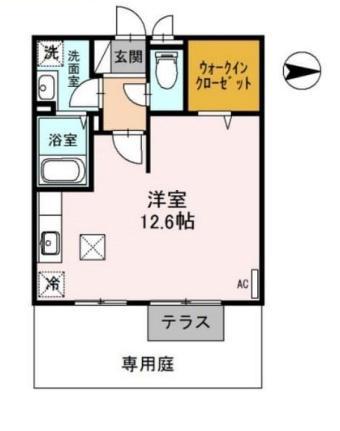 マレットフィールド A棟 2F(ワンルーム/2階)の間取り写真