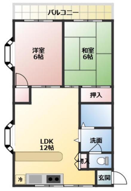 草間ビル(2SLDK/2階)の間取り写真