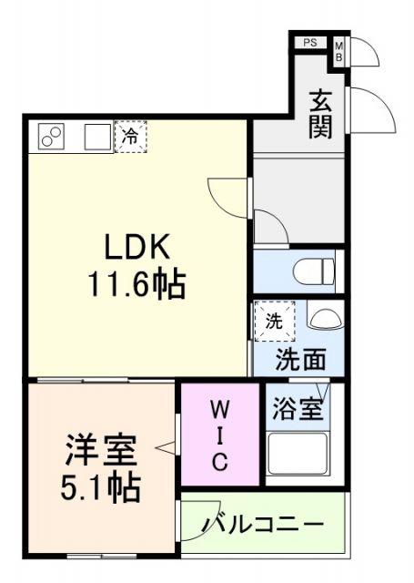 STスクエア徳庵(1LDK/1階)の間取り写真