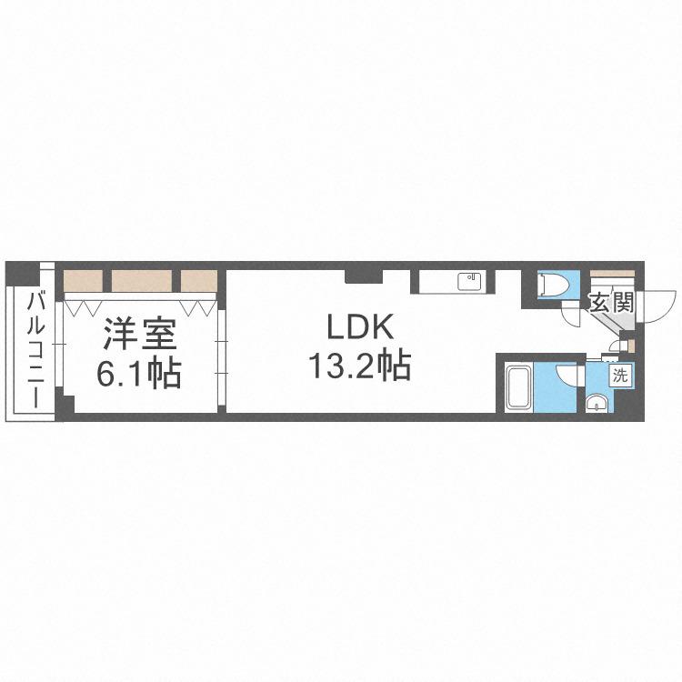 ブラービ南船場(1LDK/7階)の間取り写真
