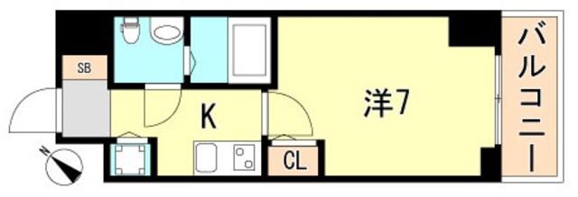 セレニテ神戸元町クレア(1K/13階)の間取り写真