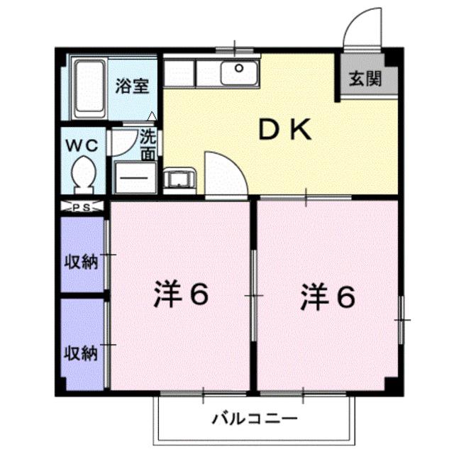 サンフィールド(2DK/2階)の間取り写真