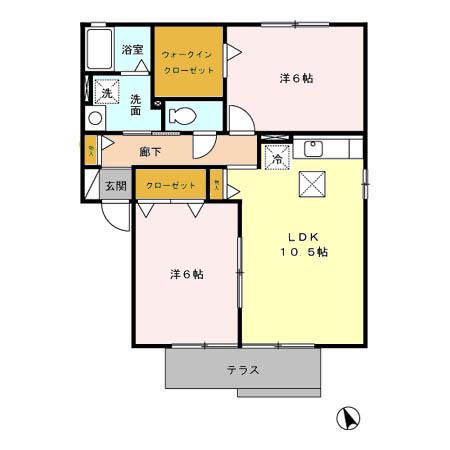 カサ・ベルテ(2LDK/2階)の間取り写真