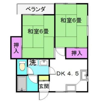 カーサスズキ(2DK/2階)の間取り写真