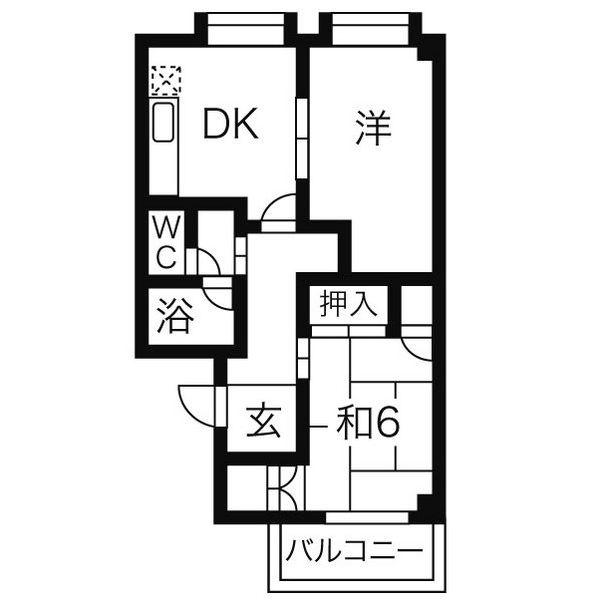 TDマンションPAULOWNIA(2DK/1階)の間取り写真