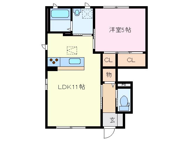 ガーデンフォレスト(1LDK/1階)の間取り写真