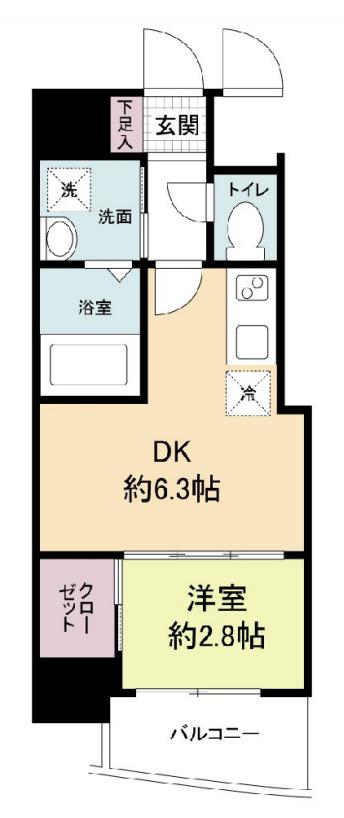 セレニテ夕陽丘EST(1DK/9階)の間取り写真