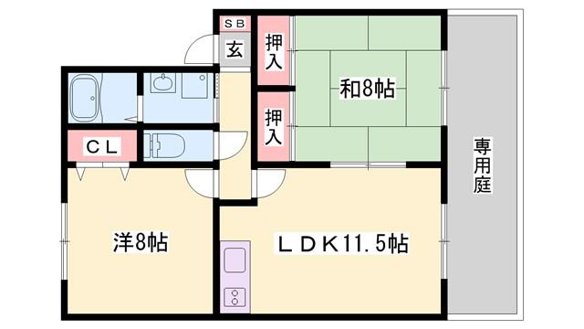 メゾンプランタニエール(2LDK/2階)の間取り写真