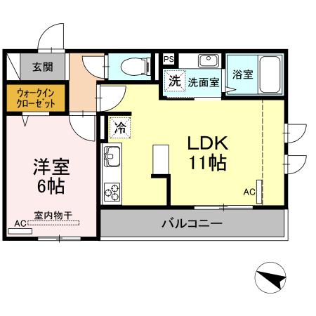 D-ROOM名島(1LDK/3階)の間取り写真