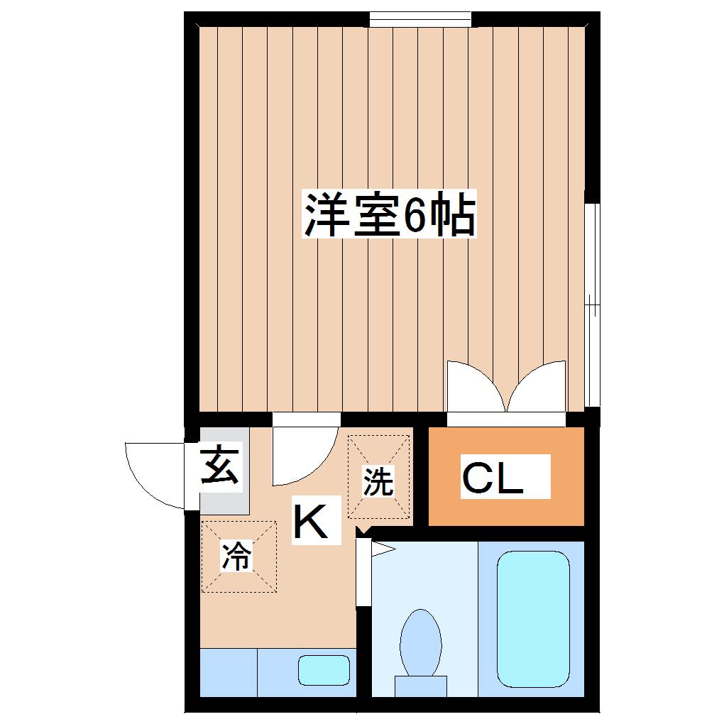 フォレストヒルズ台原(1K/2階)の間取り写真