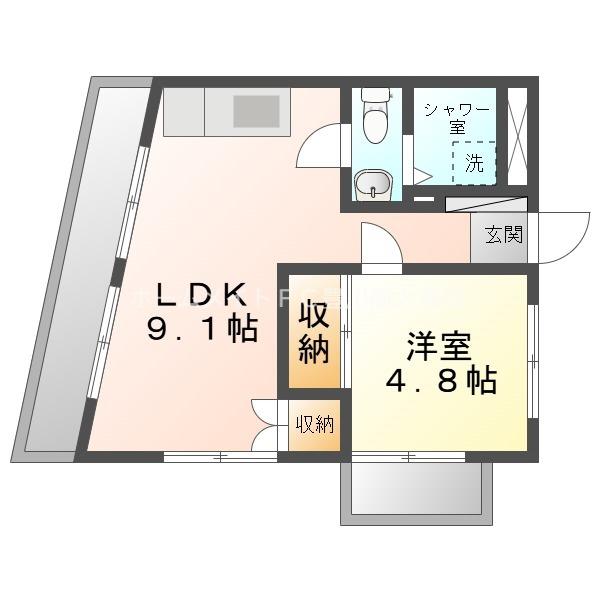 コーポ倉屋敷(1LDK/3階)の間取り写真