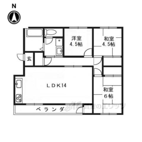 長岡天神ハイツ8棟(3LDK/2階)の間取り写真