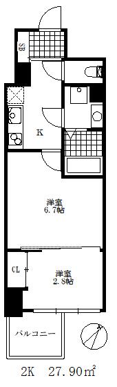 セレニテ神戸ミラク(2K/6階)の間取り写真
