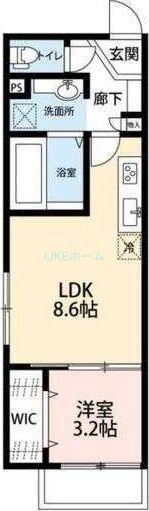 ジェンティーレ・トリヤマV(1LDK/2階)の間取り写真