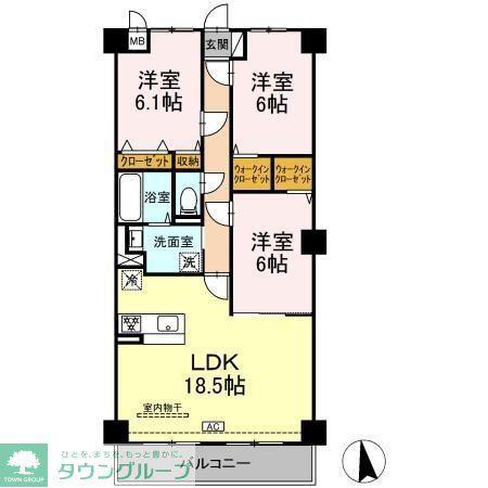 グランヴェールにしすな(3LDK/2階)の間取り写真