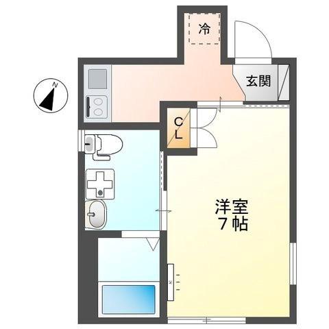 ライズウィング(1K/2階)の間取り写真