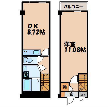 アミティ白木(1DK/2階)の間取り写真