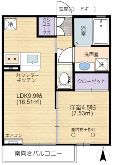 イストワール(1LDK/1階)の間取り写真
