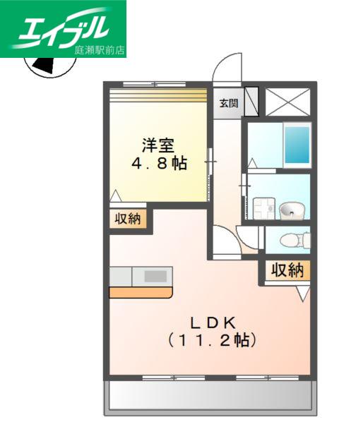 プラッツユー VI(1LDK/1階)の間取り写真
