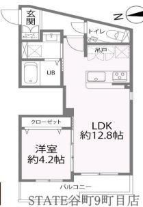 ゼファー今里(1LDK/3階)の間取り写真