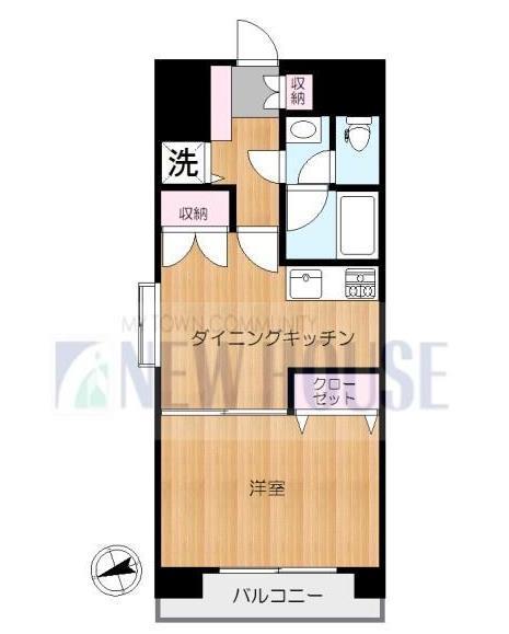 ライオンズマンション山吹町(1DK/6階)の間取り写真
