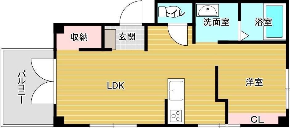 ラルジュ南千反畑町(1LDK/1階)の間取り写真