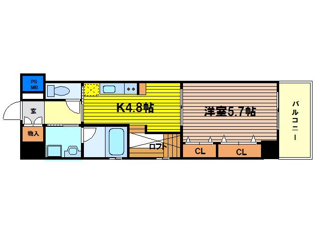 ARROW FIELDS 貳番館(1DK/8階)の間取り写真