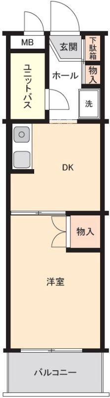 グランヴェル中野(1DK/2階)の間取り写真