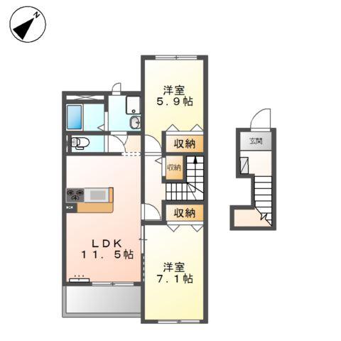 アイレット(2LDK/2階)の間取り写真