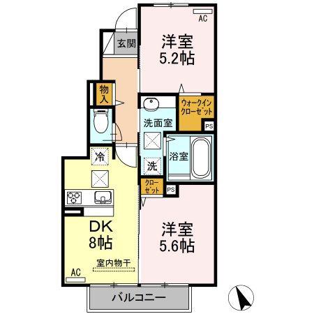 フェリックス小串(2DK/1階)の間取り写真