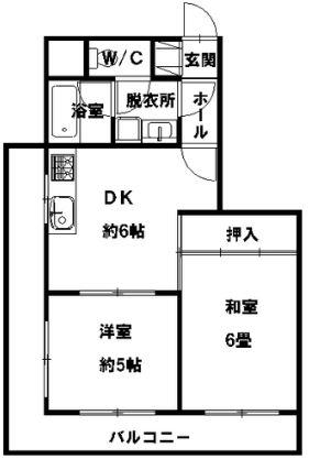 ダイアパレス天神東(2DK/6階)の間取り写真