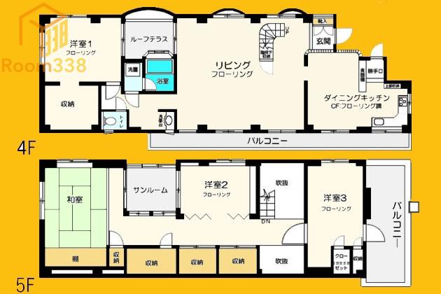 石川ビル(4LDK/4階)の間取り写真