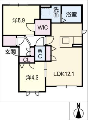 SERENAVILLA東松阪(2LDK/1階)の間取り写真
