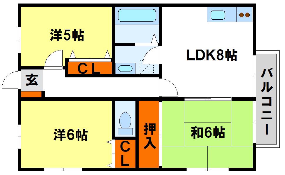 ローゼンハイム(3LDK/2階)の間取り写真