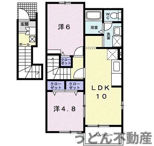 プラシードB(2LDK/2階)の間取り写真
