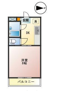 フラット白馬(1DK/2階)の間取り写真