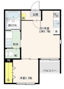 MEIU(1LDK/3階)の間取り写真