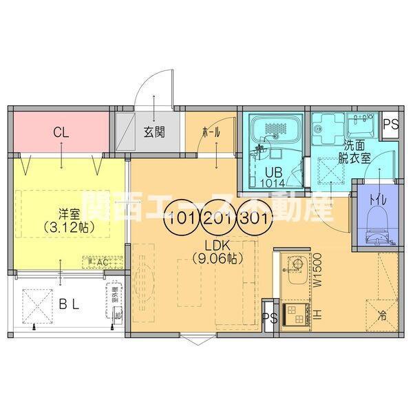 FSTYLE東大阪市本庄1号館(1LDK/2階)の間取り写真