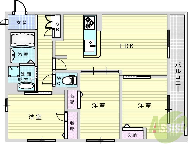 ALPHA STAGE千里山西(3LDK/2階)の間取り写真