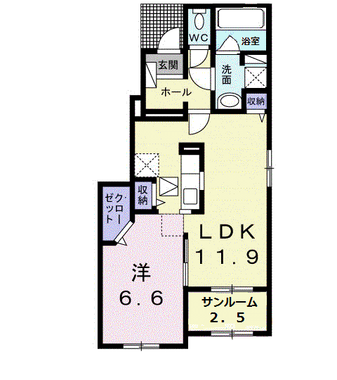 雅伍番館(1LDK/1階)の間取り写真