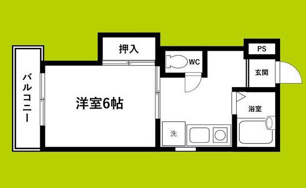 第2門口マンション(1DK/3階)の間取り写真