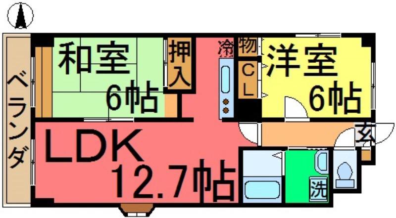 プラムエヌティー(2LDK/3階)の間取り写真
