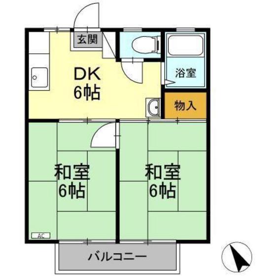 石川ハイツ(2DK/2階)の間取り写真