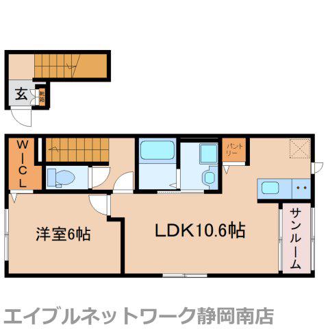 リヴェール高岡(1LDK/2階)の間取り写真