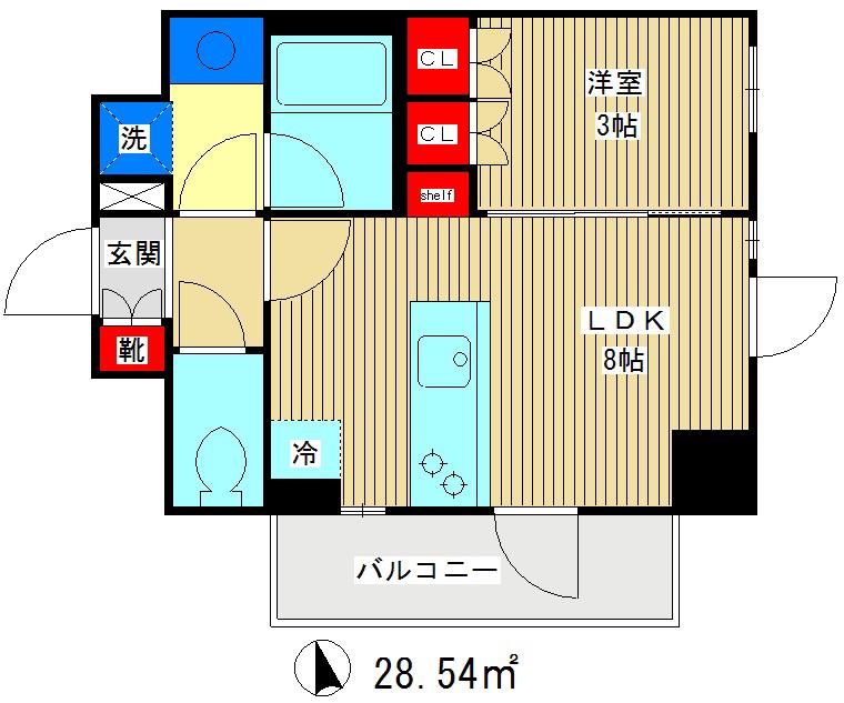 フレシア赤塚新町(1LDK/3階)の間取り写真