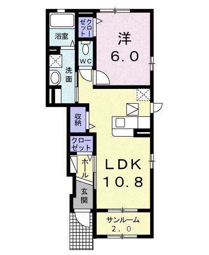 メゾン・コンフォート 104(1LDK/1階)の間取り写真