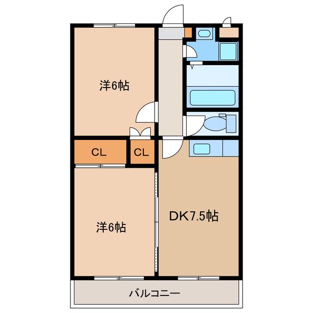 遠藤ハイツ(2DK/2階)の間取り写真