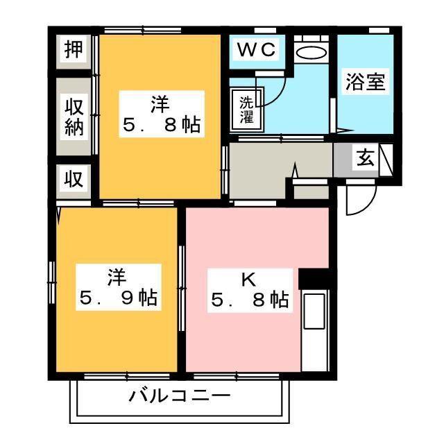 ガーデンハイツA(2K/1階)の間取り写真